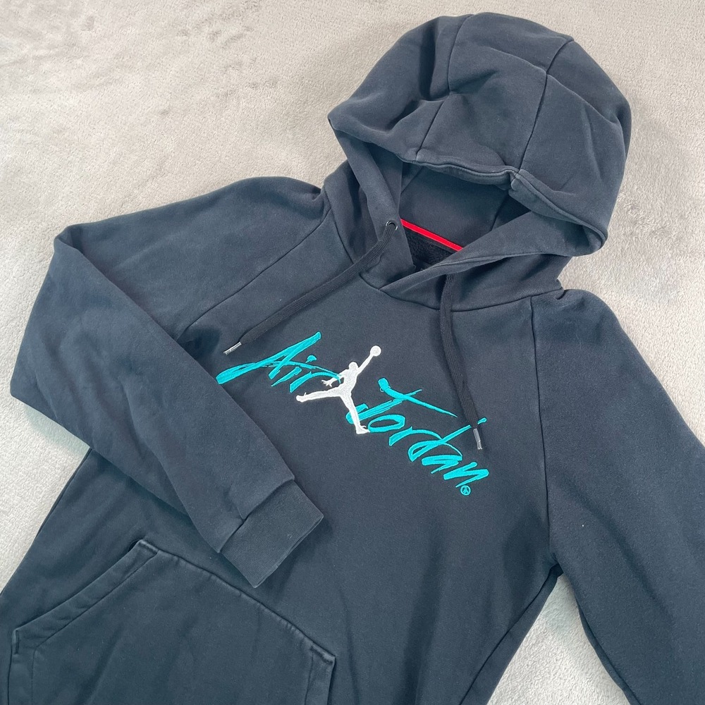 Nike Air Jordan Flight MVP Men Small Black Pullover Hoodie Embroidered Logo